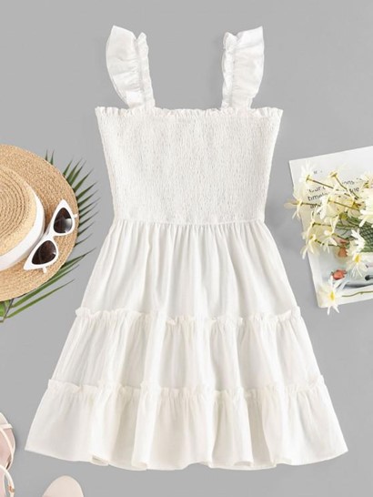 Smocked Ruffle Sleeveless Tiered Dress