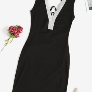 Metallic Thread Glitter Cutout Backless Bodycon Dress