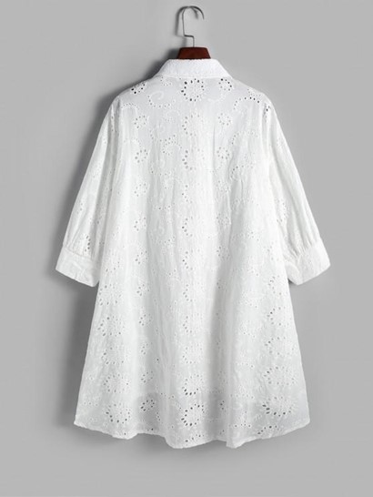 Eyelet Drop Shoulder Shirt Dress - Image 2