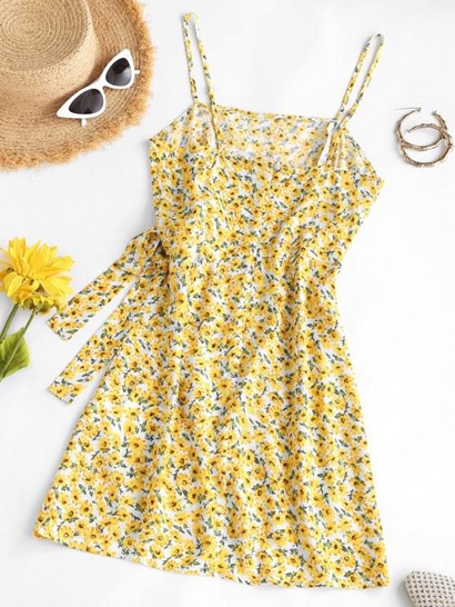 Floral Overlay Tie Sheath Sundress - Image 2