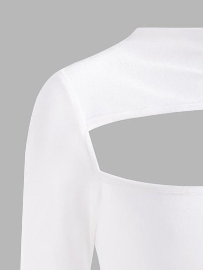 Mock Neck Cutout Velvet One Sleeve Slinky Dress - Image 3