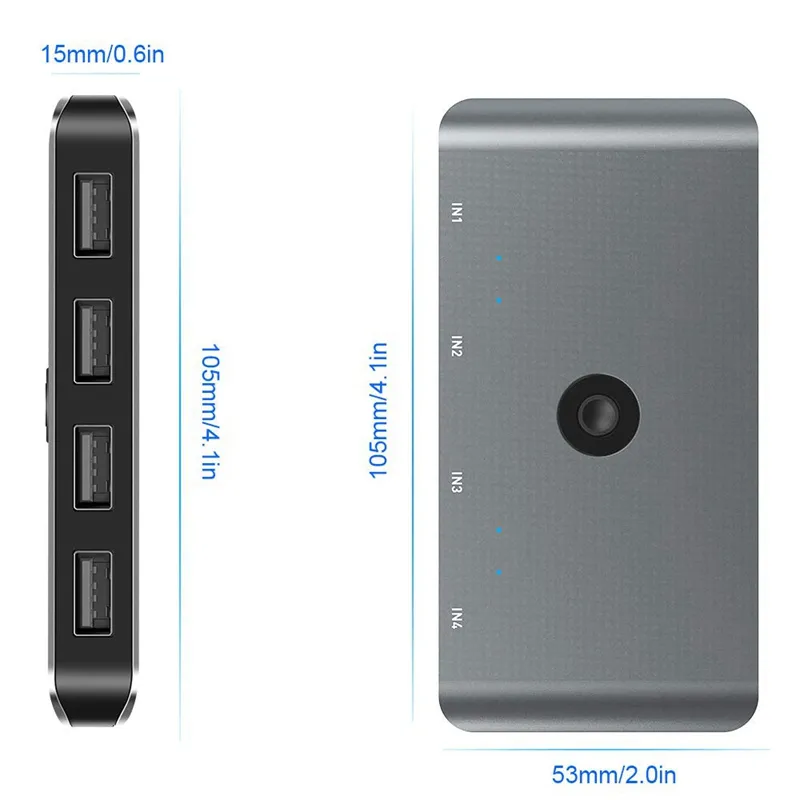 USB Computer Switch Selector For 4 Computers Sharing 4 USB Devices USB 2.0 Peripheral KVM Switcher Adapter - Image 2