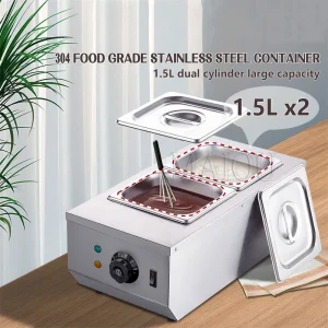2 Tanks Electric Chocolate Tempering Machine Chocolate cascade Melting Pot for Kitchen home appliance