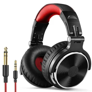 Over Ear Headphone, Wired Bass Headsets With 50Mm Driver, Foldable Lightweight Headphones With Additional 6.3Mm To 3.5Mm 9.8Ft Cable And 3.5Mm 3.9Ft Cable With Mic And On Off Button