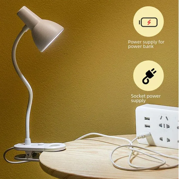USB Rechargeable LED Desk Lamp with Clip - Foldable Eye-Caring Reading Light for Bedroom & Study - Image 2