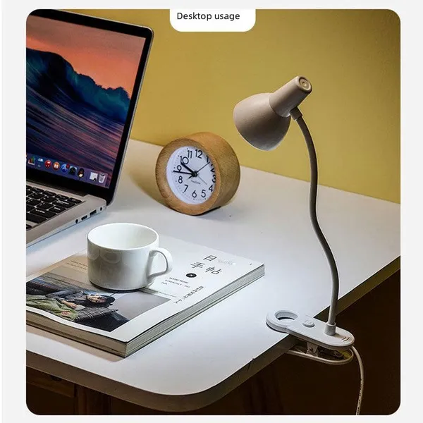 USB Rechargeable LED Desk Lamp with Clip - Foldable Eye-Caring Reading Light for Bedroom & Study