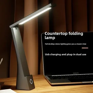 LED Eye-Care Desk Lamp, Rechargeable & Plug-in Foldable Study Lamp