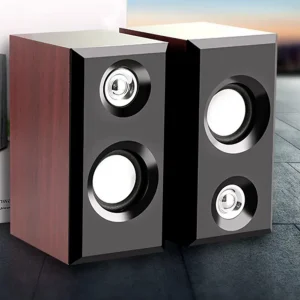 1 Pair Computer Speakers USB Powered Surround Sound Wooden Desktop Wired Loudspeakers for Laptop