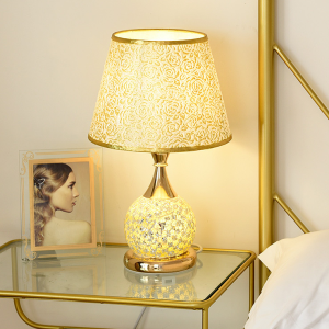 Light Luxury Bedroom Table Lamp Mosaic Glass Lamp European Bedside Lamp Fashion Table Lamp Warm Sleep Decoration Led Light