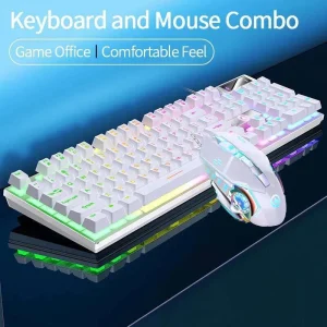 Wired LED Light Up Keyboard and Mouse Combo USB Gaming Office Home Typing Peripheral for Desktop Laptop PC